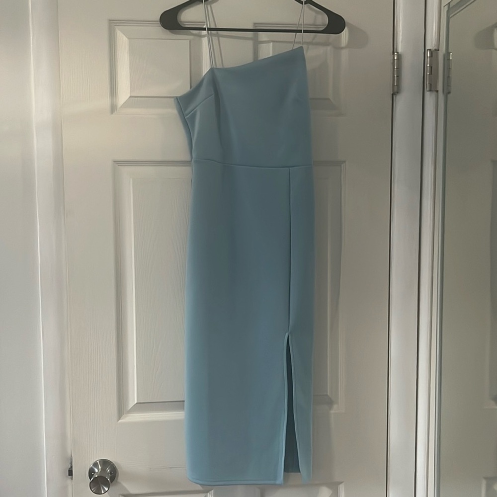 Elegant Asymmetrical Sky Blue Dress